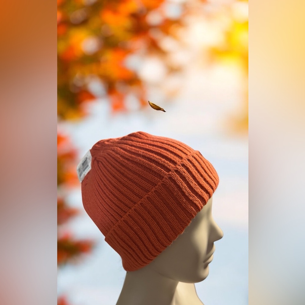 Orange Ribbed Knit Beanie